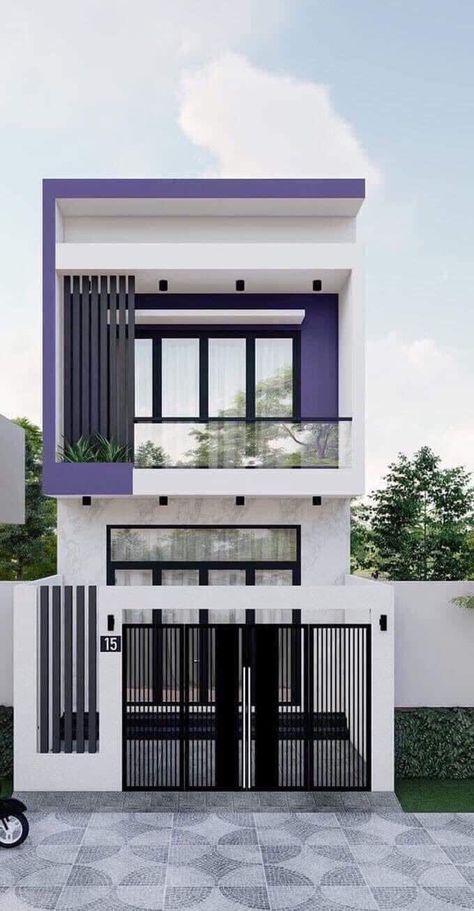 Simple Two Storey House Design, Exterior Color Schemes Modern, 2 Storey House Design, Modern Townhouse, Small Room Design Bedroom, 2 Storey House, Small House Design Exterior, Townhouse Designs, Building House Plans Designs