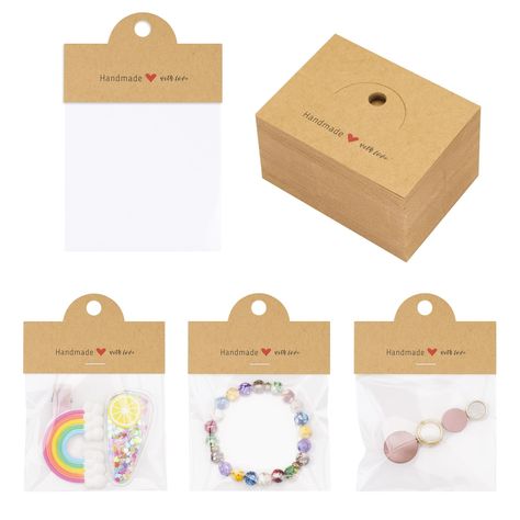 PRICES MAY VARY. [Jewelry Display Clear Bags Set] - Package includes 100pcs paper display cards and 100pcs self-sealing clear bags. Can make up to 100 sets of jewelry display cards. The size of paper display cards is 3.15" x 2.36"/8cm x 6cm, and the size of each clear bag is 3.15" x 4"/8cm x 10cm. [Premium Jewelry Packaging Set] - The paper display cards by joycraft are made of 350GSM kraft paper,, non-toxic and odorless, sturdy and durable, not easy to tear or deform, keep good shape and can be Bags For Small Business, Homemade Coasters, Jewelry Package, Number Jewelry, Clear Pouch, Jewelry Display Cards, Craft Packaging, Brown Jewelry, Bag Display