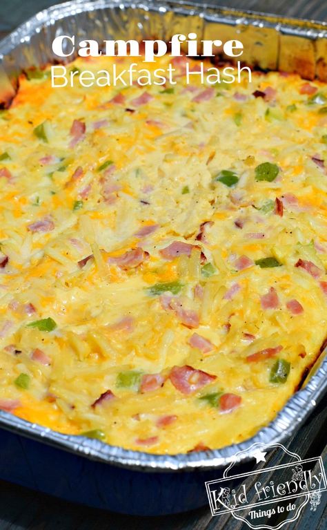 Ham Breakfast Casserole, Campfire Breakfast, Campfire Recipes, Ham Breakfast, Camping Lunches, Camping Breakfast, Backyard Summer, Breakfast Hash, Easy Camping Meals