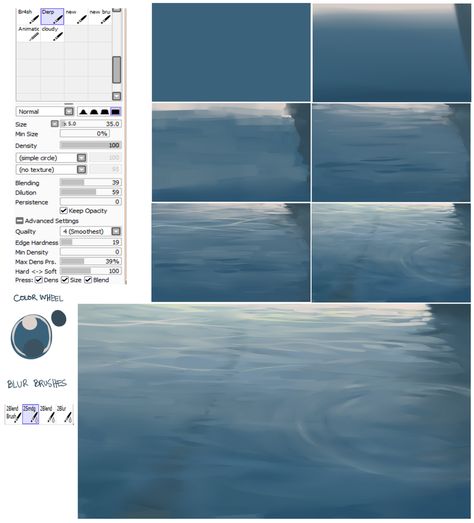 Water Surface Process Tutorial by Hews-HacK on DeviantArt Medibang Tips, Black Diary, Background Tutorial, Background Animation, Digital Painting Techniques, Water Surface, Water Drawing, Water Art, Digital Painting Tutorials