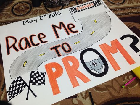 Racing Promposal Ideas, Race Car Promposal Ideas, Formula 1 Promposal, Car Hoco Poster, Race Car Hoco Proposal, Racing Hoco Proposals, Promposal Car Ideas, Hot Wheels Promposal Ideas, Cars Homecoming Proposal