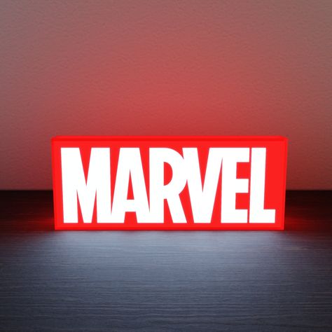 Marvel 3d Print, Marvel Sign, Marvel Lamp, Witch Bedroom, Marvel Lights, Witch Bedrooms, Printer Table, Lego Logo, Laser Cut Lamps