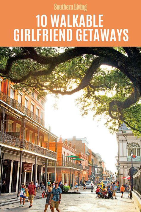 10 Walkable Girlfriend Getaways | Or, a walkable small town like Beaufort, South Carolina, or Bentonville, Arkansas, makes any weekend escape that much more charming. Read on for our recommendations for the best getaways where you’re sure to get your steps in. #southernliving #southerntravel #travelideas Southern Weekend Getaways, Weekend Getaways In The South, Girls Trip Destinations, Girlfriend Trips, South Usa, Best Weekend Trips, Beaufort South Carolina, Girls Weekend Getaway, Southern Travel