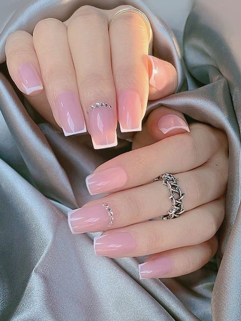 Nail Elegant, Nails Coffin Short, Nagel Tips, Short Square Acrylic Nails, Pink Gradient, Diy Nail Art, Fake Nail, Nail Length, Square Acrylic Nails