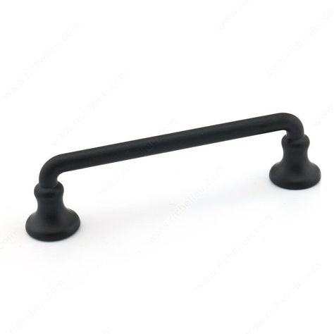 Traditional Metal Pull - 0874 - Richelieu Hardware Black Cabinet Hardware, Traditional Cabinets, Cabinet Hardware Pulls, Handle Cabinet, Black Cabinets, Cabinet And Drawer Pulls, Cabinet Styles, Classic Metal, Kitchen Cabinets In Bathroom