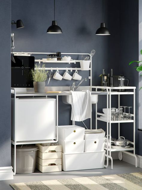 Ikea Sunnersta, Van Interior, Mini Kitchen, Small Budget, Small Spaces, Loft Bed, Home Furnishings, Shelves, Furniture