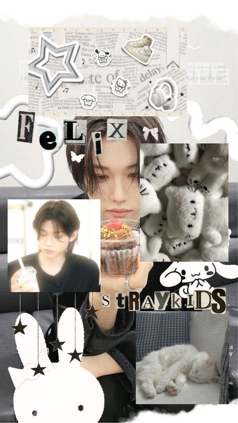 Felix wallpaper aesthetic 🌷🎧 Felix Cute Wallpaper, Felix Wallpaper Aesthetic, Wallpaper Aesthetic White, Felix Cute, Cool Kpop Wallpapers, Kids Collage, Straykids Wallpaper, Felix Wallpaper, Kpop Backgrounds