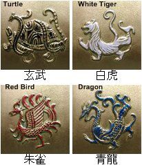 Chinese constellations and beliefs. Winter-Turtle/Dark Warrior often with a snake, wisdom. Spring-Dragon wood, luck bringer Chinese Creatures, Spring Dragon, Phoenix And Dragon, The Four Directions, Compass Directions, Twin Flame Art, Chinese Emperor, Dark Warrior, Four Directions