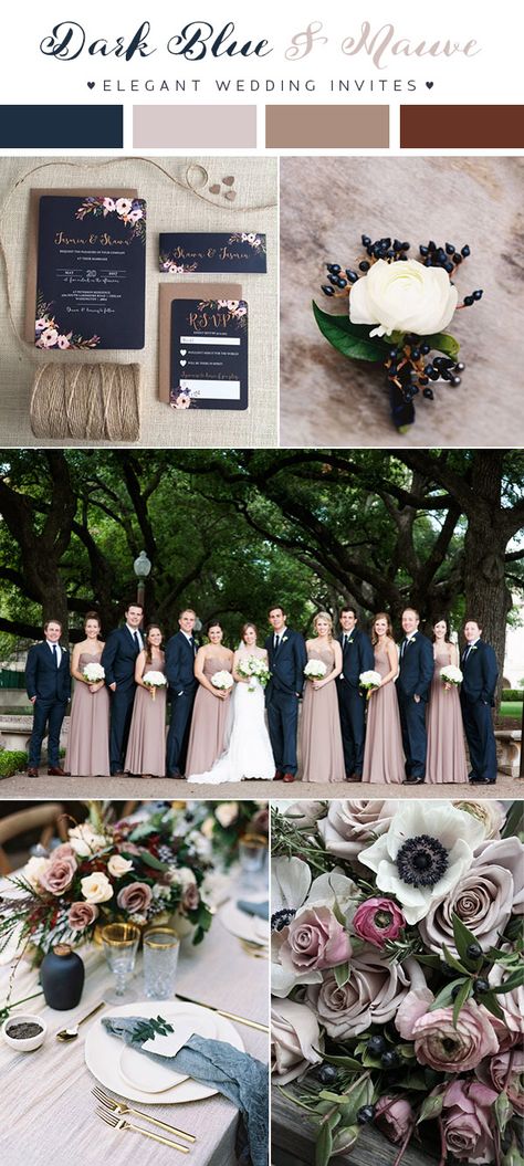 dark blue and mauve fall and winter wedding colors for 2018 Mauve Wedding, Wedding Color Trends, Winter Wedding Colors, Wedding Color Inspiration, Have Inspiration, Winter Wonderland Wedding, Wedding Theme Colors, Fall Wedding Colors, Wonderland Wedding