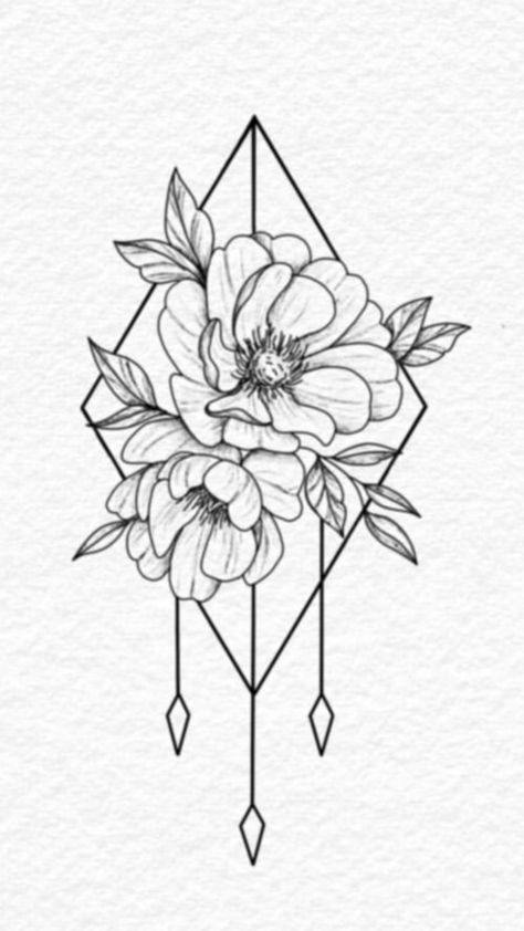 tatto Flowers And Geometric Shapes Tattoo, Geometric Flower Drawing, Geometric Flower Tattoo Design, Geometric Floral Tattoo, Shapes Tattoo, Geometric Flower Tattoo, Flower Tattoo Drawings, Shape Tattoo, Flower Drawing Tutorials