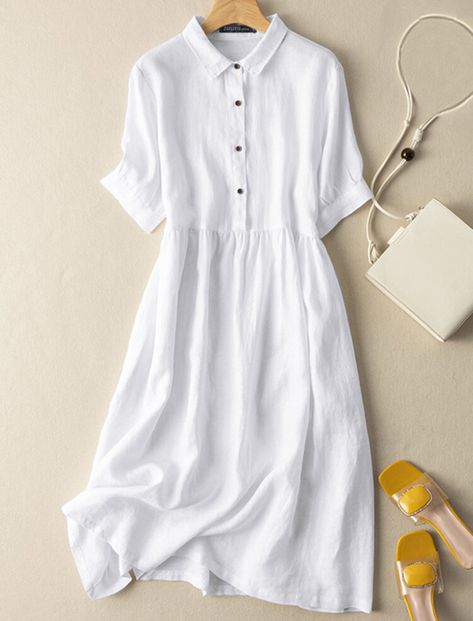 Product id: 1966298 Dress With Buttons In Front Style, White Cotton Crop Top, Modest Flowy Summer Dress, Cute Summer Fits Modest, Cotton Dresses Summer Casual, Cotton Summer Dresses For Women, Daily Dress Casual, Simple Dresses Casual, Cotton Dress Summer Casual