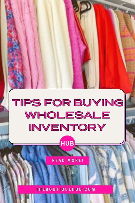 Buying wholesale inventory is one of the most important jobs of a boutique owner, and it can also be one of the most fun! However, not having a game plan can result in overstock inventory and uninterested customers. Reduce the risk of having leftover inventory with our 6 tips for buying wholesale inventory. Boutique Inventory Ideas, Inventory Storage, Boutique Store Displays, Boutique Hub, Customer Survey, Dallas Market, Boutique Wholesale, Boutique Clothing Store, Retail Boutique