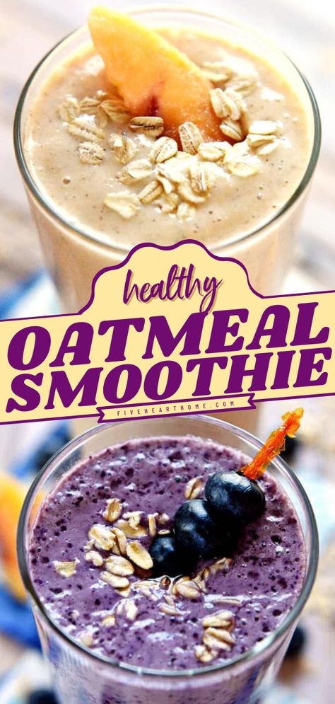 Healthy Oatmeal Smoothie Heart Healthy Smoothies Recipes, Filling Breakfast Smoothie, Oatmeal Smoothies Healthy, Heart Healthy Smoothies, Oats Yogurt, Oats Smoothie Recipes, Blueberry Muffin Smoothie, Romantic Drinks, Fitness Ebook