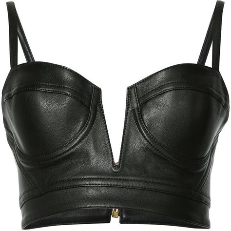 Balmain bralette top (3 800 AUD) ❤ liked on Polyvore featuring tops, balmain, shirts, jackets, black, leather tops, leather bralette top, cut-out crop tops, shirt crop top and form fitting shirts Balmain Shirt, Balmain Top, Leather Bralette, Form Fitting Tops, Bralet Tops, Leather Bra, Leather Crop Top, Leather Bustier, Bralette Top