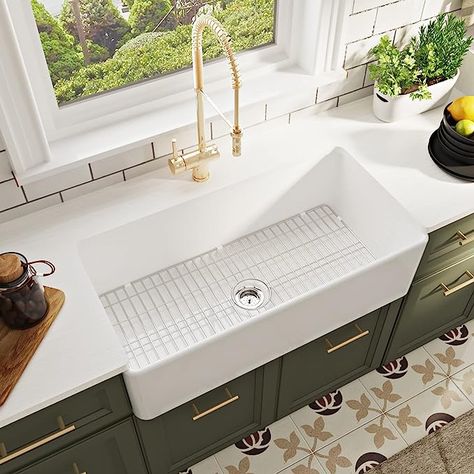 Sink Cabinet Wood And White Farmhouse, Apron Kitchen Sink, Single Basin Kitchen Sink, White Farmhouse Sink, Apron Front Kitchen Sink, Fireclay Farmhouse Sink, White Kitchen Sink, Elegant Centerpiece, Apron Sink Kitchen