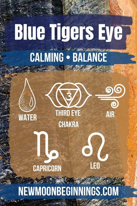 Blue Tigers Eye Meaning, Tigers Eye Meaning, Witch Things, Eye Meaning, Positive Influence, Blue Tigers, Blue Tigers Eye, Calming Stones, Crystal Meanings