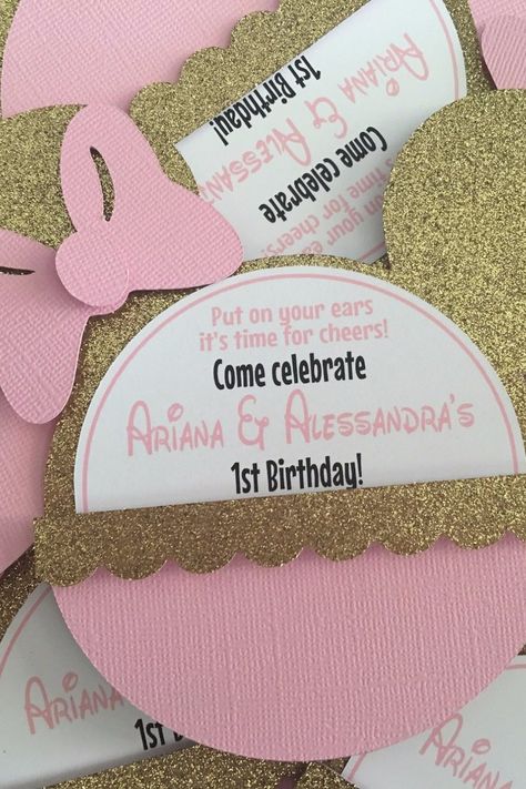 Minnie Mouse Invitation Template, Minnie Birthday Invitations, Minnie Invitations, Minnie Mouse Invitation, Pink And Gold Invitations, Minnie Baby Shower, Pink And Gold Birthday, Minnie Mouse First Birthday, Minnie Mouse Birthday Invitations