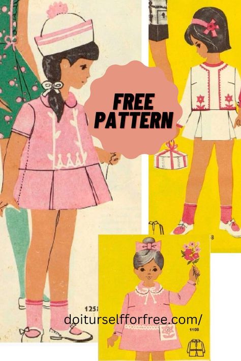 Free Vintage Sewing Pattern For Girl's Dress Free Toddler Sewing Patterns, Vintage Sewing Patterns Children, Baby Sewing Patterns Free, Vintage Sewing Patterns Free, Toddler Sewing Patterns, Dress Sewing Patterns Free, Toddler Patterns, Baby Clothes Patterns Sewing, Makes No Sense