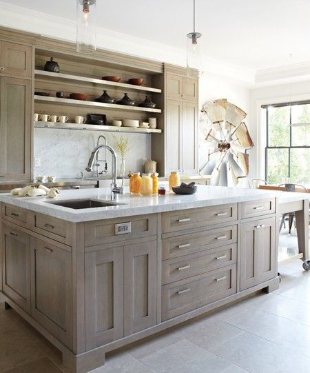 Every year I have written a post about kitchens. One year I wrote about all-white kitchens. Last year I wrote about Greige (grey/beige) kitchens, and… Modern Grey Kitchen, Stained Kitchen Cabinets, Kitchens Cabinets, Kitchen Ideals, Oak Kitchen Cabinets, Construction Ideas, Beige Kitchen, House Construction, Wood Kitchen Cabinets