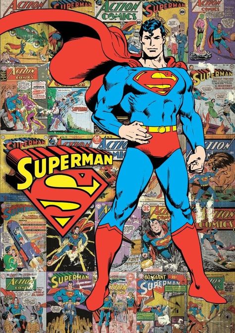 Original Superman, Art Dc Comics, Classic Wall Decor, Superman Wallpaper, Superman Art, Superman Comic, Classic Comic Books, Superman Logo, Pahlawan Super