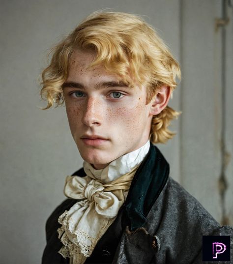 Meet the Victorian gentleman with a modern twist: blond hair, golden eyes, and charming freckles. With his timeless attire and unique features, he brings a touch of elegance to any era.   What can you create today?   🎩🌟 #AI #Art #PicassoAIArt Blond Guy With Freckles, Victorian Man Wig, Regency Hairstyles Men, 1900s Mens Hair, 1910s Mens Hair, Victorian Male Hairstyles, Victorian Hairstyles Men, Victorian Era Aesthetic Men, 1800s Aesthetic Male