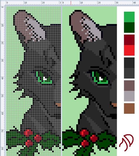 Warrior Cats Perler Beads, Warrior Cats Pixel Art, Cat Pixel Art Grid, Pixel Art Landscape, Warrior Cat Drawings, Easy Pixel Art, Pixel Art Templates, Cat Bead, Pixel Art Grid