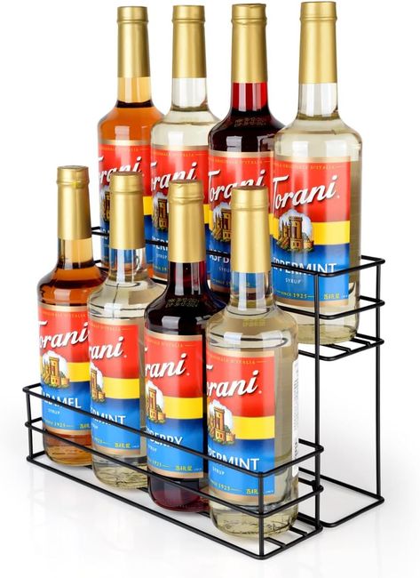 kimilus 8 Bottle Capacity Coffee Syrup Organizer 2 Tier Coffee Syrup Stand Shelf for Coffee Bar Kitchen Small Wine Rack for Bar Family Storage for Syrup Wine Dressing Syrup Organizer, Small Wine Rack, Coffee Bar Ideas Kitchen Counter, Small Wine Racks, Drink Syrups, Coffee Bar Ideas, Stand Shelf, Coffee Holder, Food Pantry Organizing