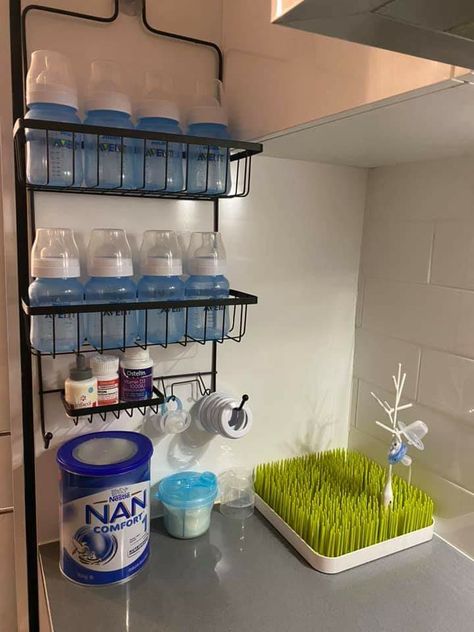 Baby Bottle Station, Bottle Station, Bottle Organization, Baby Bottle Organization, Baby Bottle Storage, Baby Nursery Organization, Baby Room Organization, Baby Storage, Newborn Baby Tips