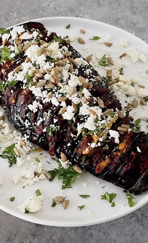 Hasselback Tomato-Butter Eggplant with Basil & Feta Recipe | The Feedfeed Hasselback Eggplant, Strawberry Agua Fresca Recipe, Strawberry Agua Fresca, Agua Fresca Recipe, Salad Jar Recipe, Eggplant Recipes Easy, Tomato Butter, Creamy Feta, Eggplant Recipe