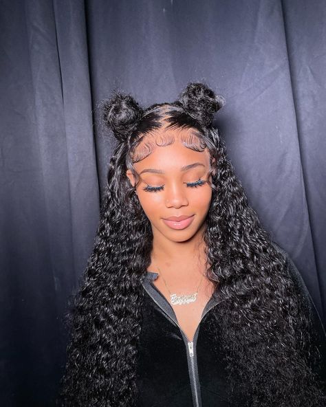 Zig Zag Part, Curly Lace Wig, Frontal Wig Hairstyles, Curly Weave Hairstyles, Cute Box Braids Hairstyles, Frontal Hairstyles, Wave Wig, Deep Wave Hairstyles, Hair Ponytail Styles