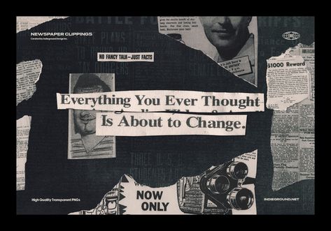 Newspaper Collage, Newspaper Clippings, Typography Artwork, Cool Typography, Vintage Newspaper, Newspaper Design, Adobe Photoshop Elements, Editing Inspiration, Collage Design