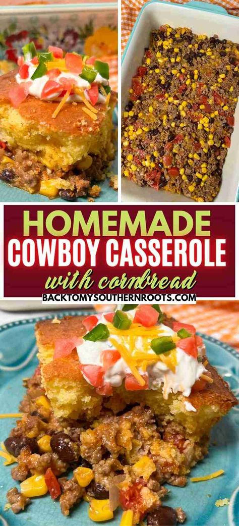 Cowboy Cornbread Truffle, Beef And Cornbread Casserole, Texas Cornbread Casserole, Cowboy Cornbread Casserole Recipe, Mexican Casserole With Cornbread, Cowboy Casserole Cornbread, Beans And Cornbread Recipe, Ground Beef Cornbread Casserole, Cornbread Meals