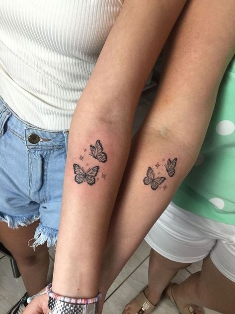 Word Tattoo Ideas, Side Thigh Tattoos, Mom Daughter Tattoos, Cute Matching Tattoos, Matching Tats, Small Matching Tattoos, Tribute Tattoos, Magic Runes, Bestie Tattoo