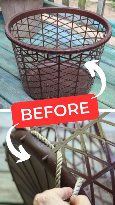 Transform your space with our easy DIY project, turning ordinary laundry baskets into eye-catching decor! 😍 Click to discover our simple and effective tips that will give your home an instant makeover. Diy Wire Basket How To Make, Diy Large Basket, Wicker Basket Makeover, Homemade Baskets, Wire Basket Ideas, Diy Wicker Basket, Diy Wire Basket, Black Wire Basket, Chicken Wire Basket