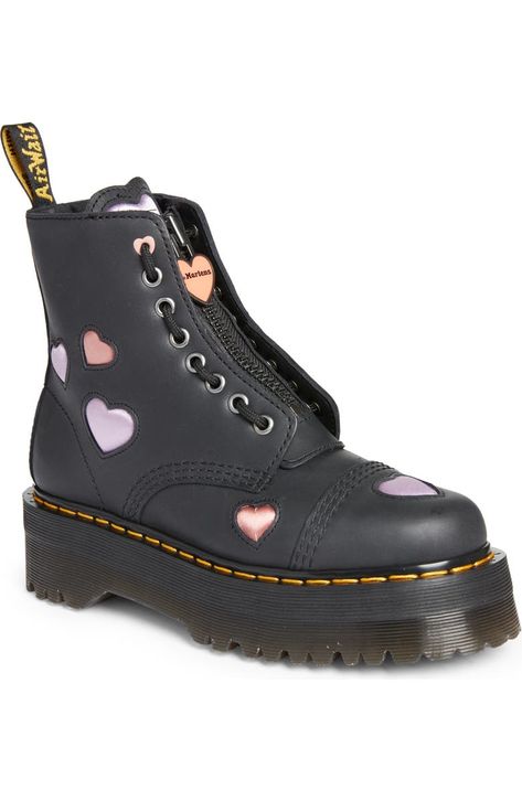 Black Doc Martens, Dr Martens Sinclair, Shoes Wishlist, Heart Platforms, Corporate Goth, Platform Boots Women, Shoe Wishlist, Childhood Friends, Platform Boots