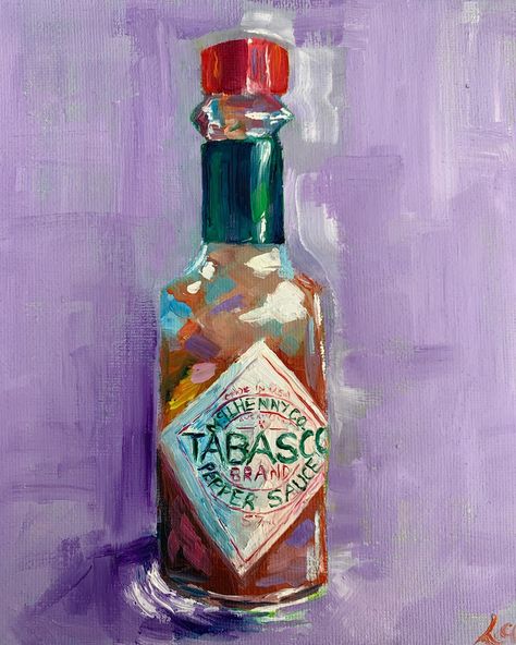 Tabasco hot sauce oil painting wall art Hot Sauce Painting, Sauce Bottle Painting, Tabasco Painting, Tabasco Hot Sauce, Shrimp Boats, Louisiana Art, Life Paintings, Newcastle Upon Tyne, Bottle Painting