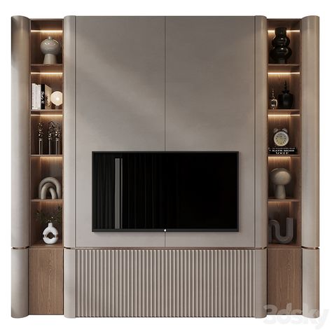 TV shelf 0765 - TV Wall - 3D model Office Tv Unit, Office Tv Wall Design, Tv Wall Office, Office Tv Wall, Tv Wall Shelf, Tv Partition, Modern Tv Panel, Summarecon Bekasi, Tv Shelf Design