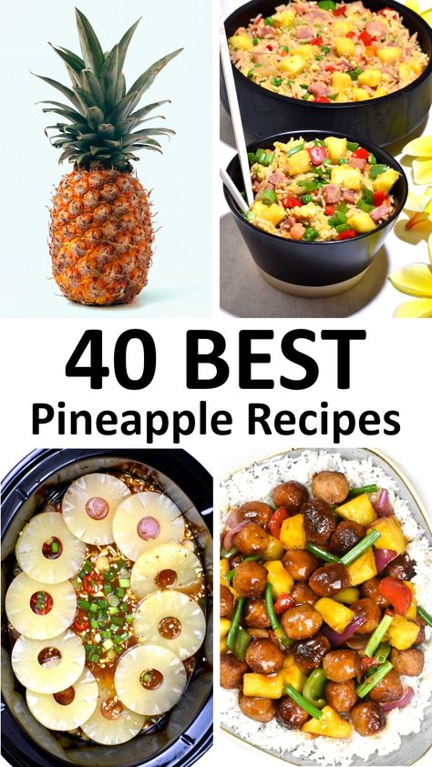 This list of great Pineapple Recipes is just what you need when you have an abundance of the tropical fruit. Dinners With Pineapple, Food With Pineapple, What To Make With Canned Pineapple, Foods With Pineapple, Pineapple Salad Recipes Healthy, Pineapple Chicken Recipes Easy, Dinner With Pineapple, Fresh Pineapple Recipes Dinner, Can Pineapple Recipes