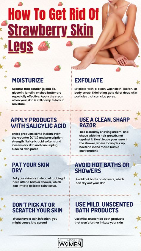 Strawberry Legs, Strawberry Skin Legs, How to get rid of Strawberry Legs Shaving Tips Leg Strawberry, Strawberry Legs Routine, How To Reduce Strawberry Skin, How To Get Rid Of Dots On Legs Skin Care, Diy Body Scrub Exfoliating Strawberry Skin, Tips For Smooth Skin, How To Get Strawberry Legs Fast, How To Exfoliate Legs Before Shaving, Legs Skin Care Routine