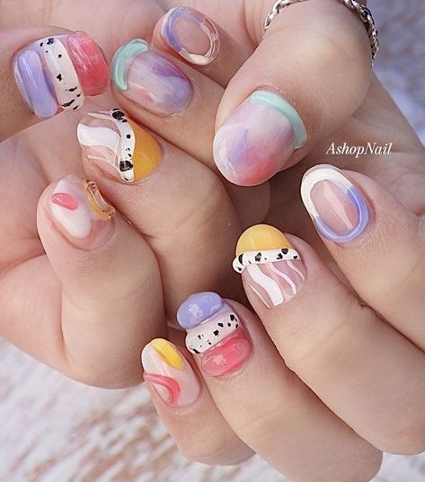 Almond Acrylic Nails Designs, Cartoon Nails, Awesome Nails, Cute Nail Art Designs, Nail Idea, Almond Acrylic Nails, Broken Hearts, Soft Nails, Jelly Nails