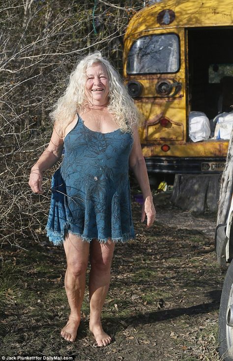 Hippie grandma: The grandmother of Boyhood star Ellar Coltrane,  Kathy Horton,  lives a world away from Hollywood in a decades old school bus with her five dogs, two cats and 17 chickens Hippie Mom, Old School Bus, Hippie Living, Young Actors, Hair Clothes, Hippie Outfits, School Bus, Graduation Dress, Year Old