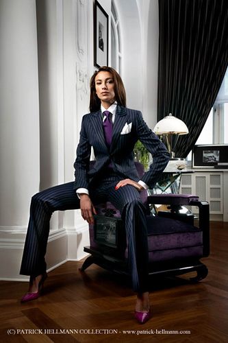 Moscow bluepinstripe A Man In A Suit, Women Wearing Ties, Woman In Suit, Man In A Suit, Mode Costume, Woman Suit Fashion, Power Dressing, Androgynous Fashion