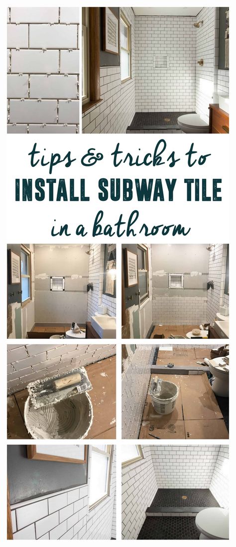 Tiling Bathroom Walls Diy, Big Subway Tile Bathroom, Tiling A Bathroom Wall, Subway Tile Colors Bathroom, Diy Tiling Shower Walls, Tiling A Wall Diy, How To Tile A Bathroom Wall, Tile Around Toilet Wall, Diy Tile Bathroom Wall