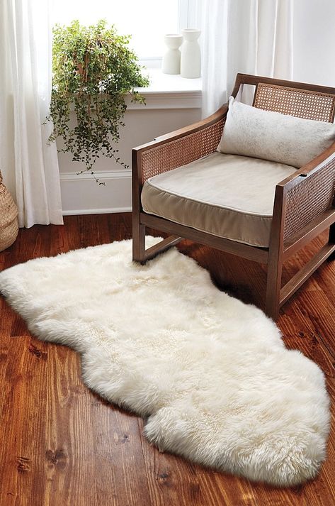 Taupe Couch, Contemporary Recliners, Sheepskin Rugs, Hardwood Floors Dark, Dark Hardwood, Baby Rugs, Couch Set, Sheepskin Rug, Rug Styles