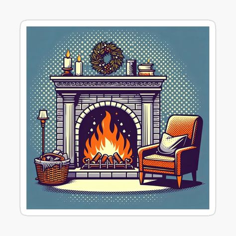 Get my art printed on awesome products. Support me at Redbubble #RBandME: https://www.redbubble.com/i/sticker/Fireplace-Pop-Art-Style-by-artofuniverse/163652709.EJUG5?asc=u Art Fireplace, Colorful Fire, Cozy Art, Fireplace Art, Pop Art Style, Powerful Art, Cozy Fireplace, Art Pop, Fireplace Design