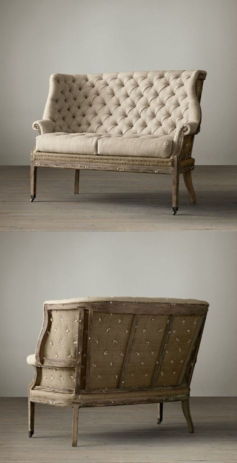 Settee Deconstructed Re-Upholstered Deconstructed Furniture, Deconstructed Chair, Reupholster Furniture, Upholstery Diy, Furniture Upholstery, French Decor, Beautiful Furniture, Upholstered Furniture, Refinishing Furniture