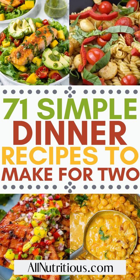 From quick easy meals to romantic date night ideas, we've got you covered with the best dinner recipes for two. Let's turn ordinary nights into memorable evenings with amazing meals you both will love. Quick Meals For Two Easy, Supper Recipes For Two, Weekly Dinners For Two, Two Night Dinners Meals, Dinner For 4 Recipes, Weekday Dinners For Two, Simple Meal Ideas For Two, Dining On A Dime, A Man A Can A Plan Recipes