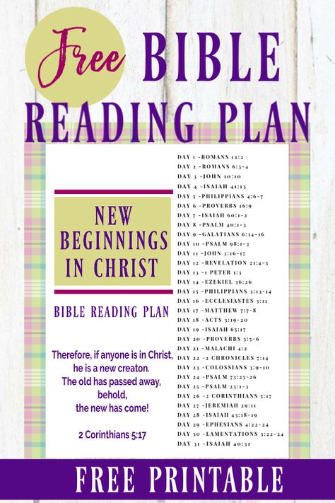 New Beginnings Pin Scripture Guide, Free Bible Reading Plan, Scripture Writing Plans, Grow In Faith, Bible College, Bible Resources, Free Bible Study, Bible Study Plans, Bible Study Methods