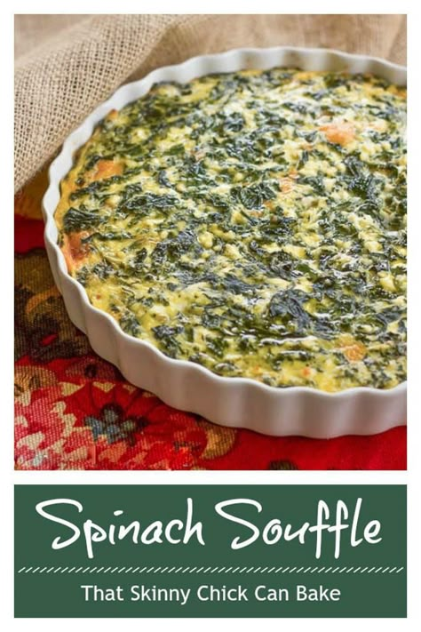 Spinach Souffle - An easy, cheesy spinach casserole that makes a terrific side dish! Perfect for the holidays. Thanksgiving Wednesday, Spinach Madeline, Spinach Souffle, Spinach Casserole, Souffle Recipes, Thanksgiving Recipe, Holiday Side Dishes, Spinach Recipes, Spinach And Cheese