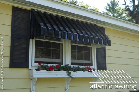 Aluminum Awnings - Commercial and Residential Awnings in MA Aluminum Window Awnings, Fixxer Upper, Awning Ideas, Residential Awnings, Beach Cottage Exterior, Aluminum Awnings, Metal Awning, Yard Ideas Cheap, Cottage Exterior